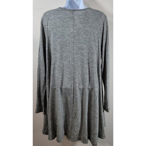 Umgee Gray Heathered Layered Hem Scoop Neck Medium Lightweight Soft Flowy - Picture 2 of 7